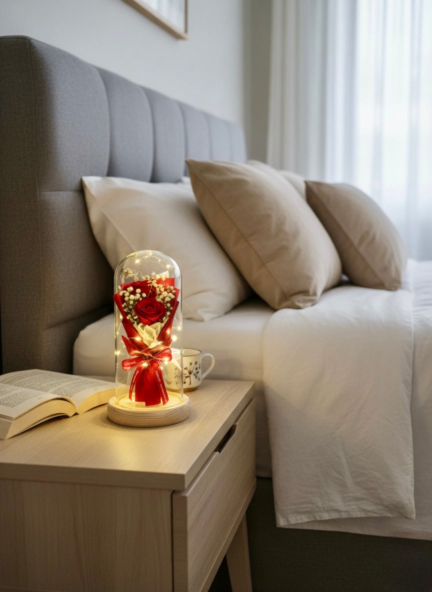 The Enchanted Everlasting Bloom Dome With Fairy tale Lights