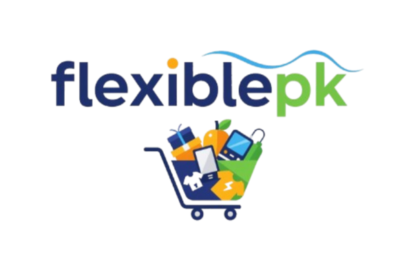 Logo of flexiblepk with a shopping cart icon on a white background